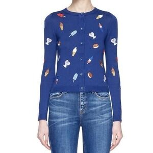 Alice + Olivia Ruthy Ice Cream Embroidered Cardigan Popsicle Cookie XS